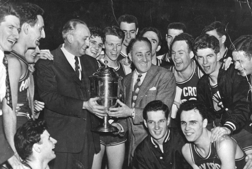 CRUSADERS RALLY PAST OKLAHOMA TO WIN NCAA TITLE HOLY CROSS 55, NAVY 47 MARCH 20, 1947 MADISON SQUARE GARDEN Holy Cross fought off an eight-point Navy lead in the second quarter, edging ahead in the