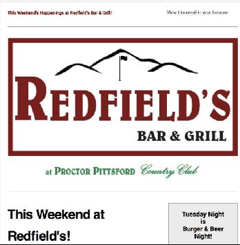 Redfield s also provides on-course food & beverage service. In addition to serving our members we are open to the public, as well as special events and reservations.