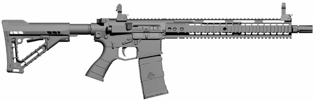 OPERATING FEATURES Operating Features tells you the names of the parts and describes their function. 1 - Charging Handle: Retract bolt carrier. 2/4 - Sights: Used to align weapon with target.