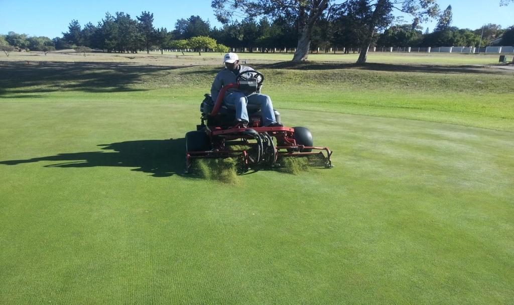Cultural Practices on the greens: The hollow-tining will commence on the 14 th of April, again we will communicate with the Club. 1.Course Condition: Greens: The height of cut will remain on 3mm for the remainder of summer.