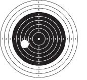 FIGURE 7 The Correct Method of INSIDE Scoring The shot on the left bullseye counts 7, the one on the right, 8. 37 Pellet hole with 5.5 outward scoring gauge.