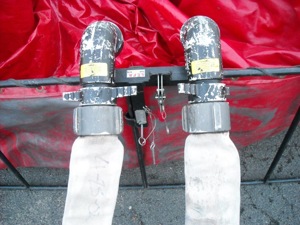 Sections of 3- or 4-inch hose are recommended to allow engines to connect and pump off water away from the draft site, which allow tankers easy access to the dump tank.
