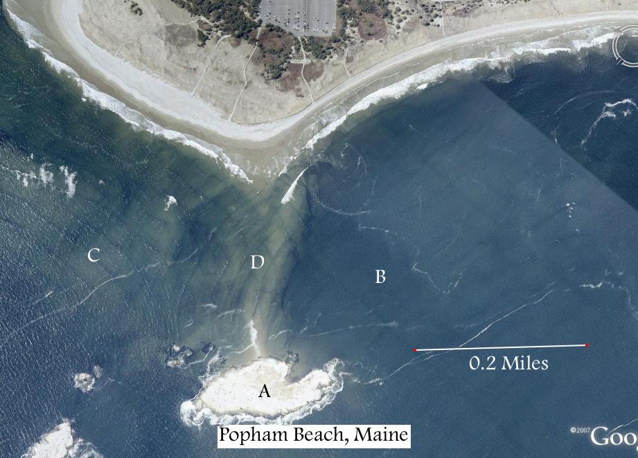 14 17 Popham Beach, Maine 14. What term describes the landform at A? (2) 15.