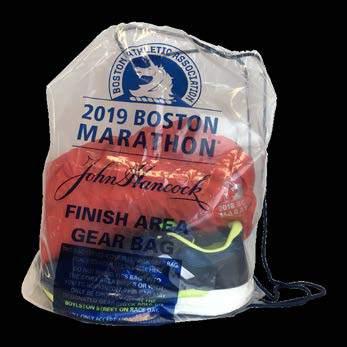 GEAR CHECK On race morning, participants may check their clear plastic finish area gear bag at designated gear check areas on Boylston Street and Berkeley Street beyond the finish line.