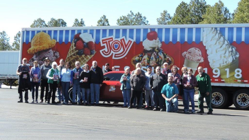 ROUTE 66 CAR CLUB MEMBERS after enjoying a tour at Joy Cone!