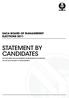 SACA BOARD OF MANAGEMENT ELECTIONS 2011 STATEMENT BY CANDIDATES