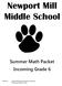 Newport Mill Middle School. Summer Math Packet Incoming Grade 6