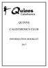 Quinns QUINNS CALISTHENICS CLUB. Calisthenics INFORMATION BOOKLET