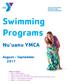Swimming Programs. Nu uanu YMCA. August - September 2017
