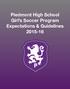 Piedmont High School Girl s Soccer Program Expectations & Guidelines