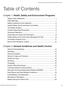 Table of Contents. Chapter 1: Health, Safety and Environment Programs. Chapter 2: General Guidelines and Health Control