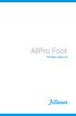 AllPro Foot. Product Manual