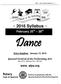 ~ 2016 Syllabus ~ February 25 th 28 th. Dance. Entry Deadline: January 15, 2016