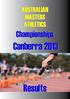 AUSTRALIAN MASTERS ATHLETICS. Championships. Canberra Results