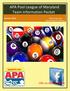 APA Pool League of Maryland Team Information Packet