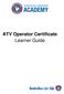 ATV Operator Certificate Learner Guide