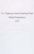 Co. Tipperary Senior Hurling Final Match Programme 1977