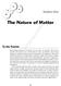 The Nature of Matter COPYRIGHTED MATERIAL. Section One. To the Teacher