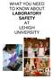 WHAT YOU NEED TO KNOW ABOUT LABORATORY SAFETY AT LEHIGH UNIVERSITY