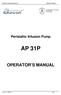 Peristaltic Infusion Pump AP 31P OPERATOR S MANUAL