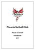 Phoenix Netball Club. Player & Parent Handbook