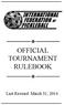 OFFICIAL TOURNAMENT RULEBOOK