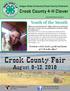 Crook County Fair. August 8-12, Crook County 4-H Clover. Youth of the Month. Summer Days and Country Ways