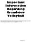 Important Information Regarding Grandview Volleyball