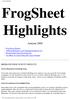 FrogSheet Highlights. Autumn 2000 BRISBANE FROG SURVEY RESULTS. Frog Survey Results