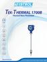 TEK-THERMAL 1700B. Thermal Mass Flowmeter.   FLOW. Technology Solutions