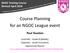 Course Planning for an NGOC League event