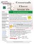 Crossroads Clover. September News and Announcements. Tuesday, September 8th at 6:00 p.m. at the 4-H Activity Center.