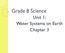 Grade 8 Science. Unit 1: Water Systems on Earth Chapter 3