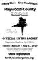 Haywood County OFFICIAL ENTRY PACKET. Registration Deadline: April 7, Events: April 20 May 11, 2017