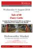 Wednesday 8 August am. Sale of 40 Dairy Cattle