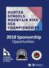 2018 Sponsorship. Opportunities. Hunter Schools Mountain Bike XCO championships