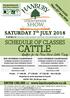TO BE HELD AT: PARK HALL FARM, HANBURY, REDDITCH, WORCESTERSHIRE, B96 6RD SCHEDULE OF CLASSES CAT TLE