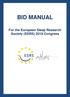 BID MANUAL. For the European Sleep Research Society (ESRS) 2018 Congress