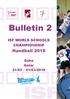 Bulletin 2 ISF WORLD SCHOOLS CHAMPIONSHIP. Handball 2018