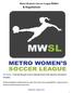 Metro Women s Soccer League Rules. & Regulations. Our Mission: To develop the game of soccer inspiring women to life-long active and inclusive