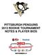 PITTSBURGH PENGUINS 2013 ROOKIE TOURNAMENT NOTES & PLAYER BIOS