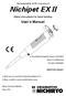 User s Manual. Autoclavable & UV resistant Nichipet EX II. Digital micro pipette for liquid handling. In Vitro Medical Diagnostic Devices (98/79/EC)
