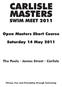 CARLISLE MASTERS SWIM MEET Open Masters Short Course. Saturday 14 May The Pools James Street Carlisle