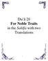 Du ā 20 For Noble Traits in the Sahīfa with two Translations