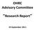 OHRC Advisory Committee. Research Report. 19 September 2011