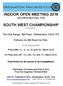 INDOOR OPEN MEETING 2019 INCORPORATING THE. SOUTH WEST CHAMPIONSHIP to be held at