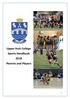 Upper Hutt College Sports Handbook 2018 Parents and Players